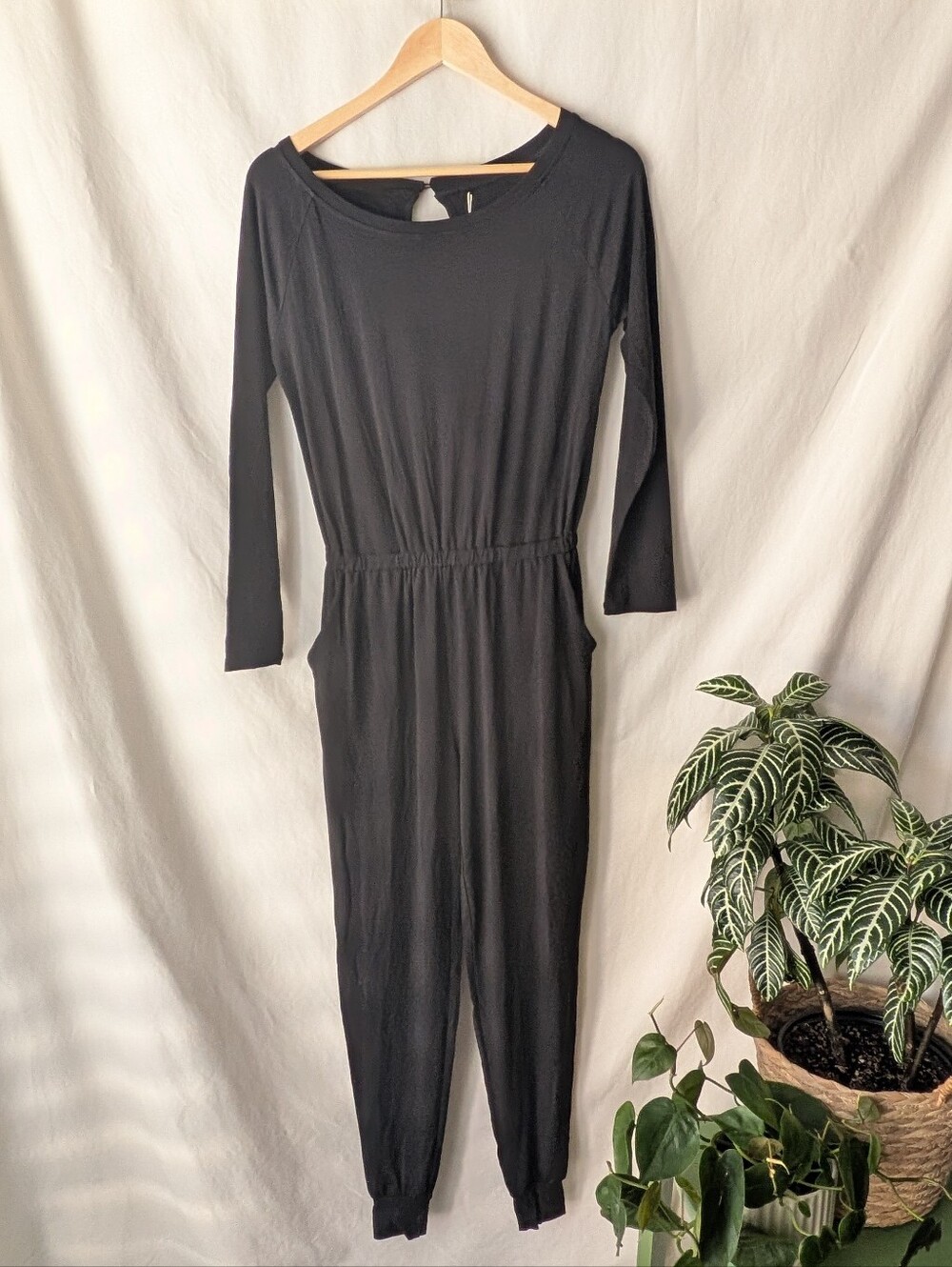 Black Long-Sleeve Jumpsuit - Casual Romper